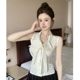 Bow polka dot sleeveless chiffon shirt for women in summer pure erotic tops with high-end unique French beautiful shirt
