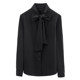 Black bow shirt for women long sleeves fashionable temperament base spring and autumn French chic professional women's chiffon shirt
