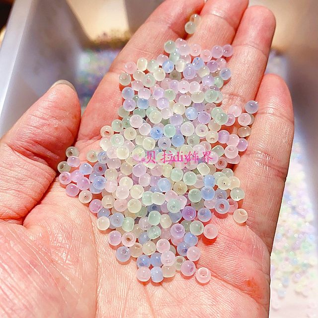 New 4mm ice-transparent jade ice-type glass rice beads Handmade DIY beads loose bead bracelet necklace accessories materials