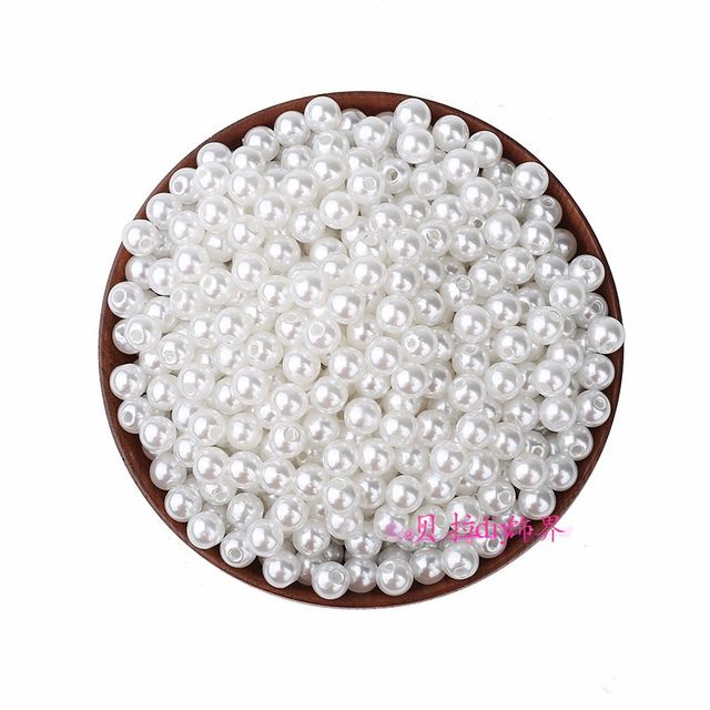 DIY handmade materials Abs imitation pearl pure white beige white high bright straight hole pearl 3-25mm size round bead loose beads

