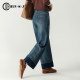 Curled jeans for women wide-leg loose 2025 spring new lyceler retro straight-leg trousers flipped nine-point pants