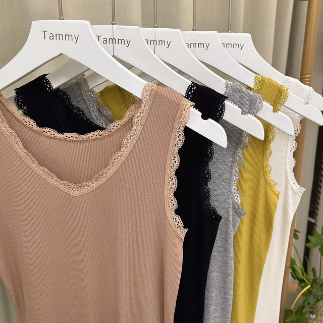 Modal 2025 spring high elastic vest for women knitted thread suspender lace edge large size slim fit inner base shirt
