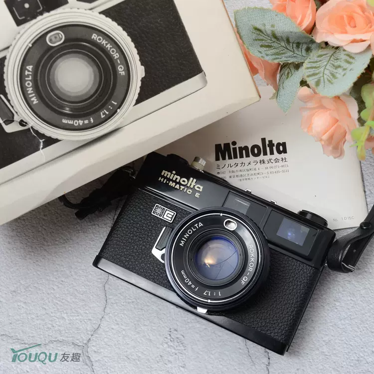 MINOLTA 美能达HI-MATIC E 40/1.7 F S AF 胶片旁轴相机黄斑-Taobao