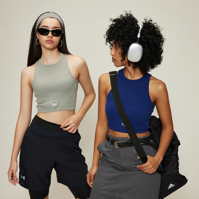 SMILE DDD I-shaped vest ribbed sporty sexy inner wear slim sleeveless embroidered American base top for women