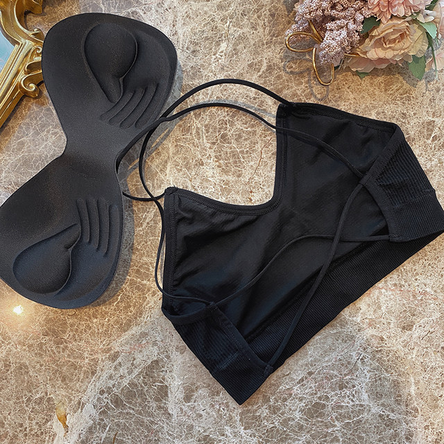 Korean version of the beautiful back suspender vest, female elastic with chest pads, short chest exposed tube top pure color versatile inner clothes