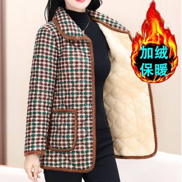 Middle-aged and elderly mothers wear floral plus velvet cotton clothes, winter clothes, long-sleeved warm cotton jackets, elderly grandmother clothes, thick cotton clothes