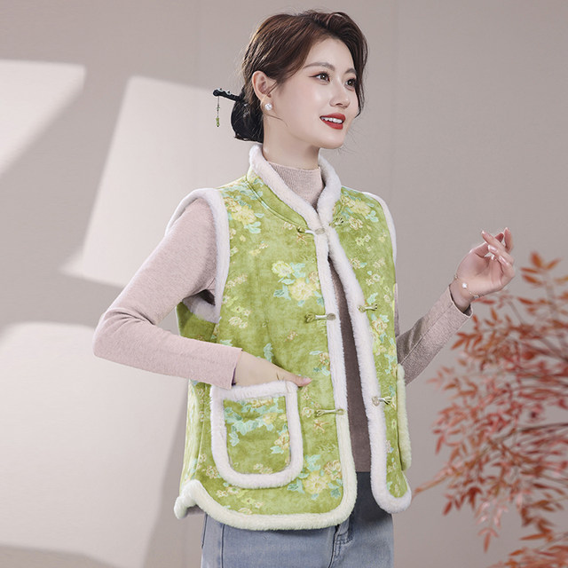 Mother's clothing plus velvet and thickened waistcoat cotton-padded coat autumn and winter new middle-aged and elderly women's clothing grandma's close-fitting vest