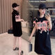 European dress for women 2025 summer new style goddess large size slim and fashionable casual printed short-sleeved T-skirt