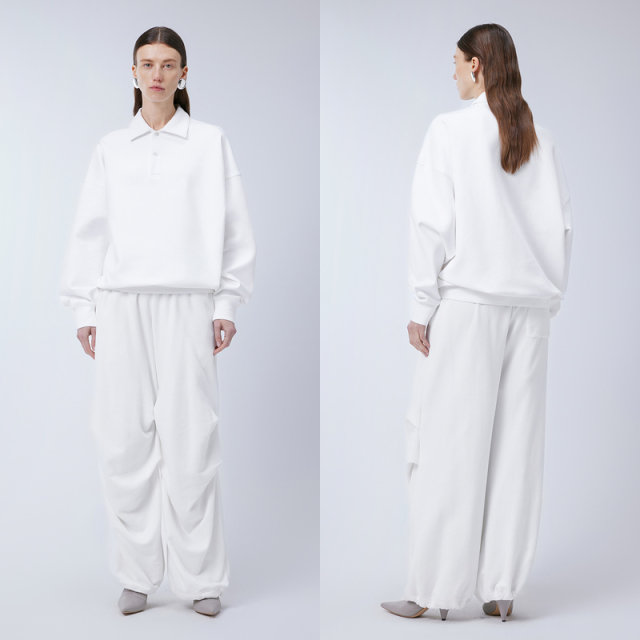 JNBY/Jiangnan Buyi Spring Comfortable Sweatshirt POLO Collar Loose Pullover Top Cotton Air Layer Simple Commuter