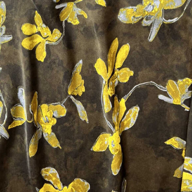 High-end retro ink printed skirt for women in summer drooping high waist hip slimming A-line mid-length slit long skirt