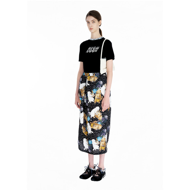 IIIVIVINIKO2025 summer new cat print retro fashionable straight skirt women R520702188D
