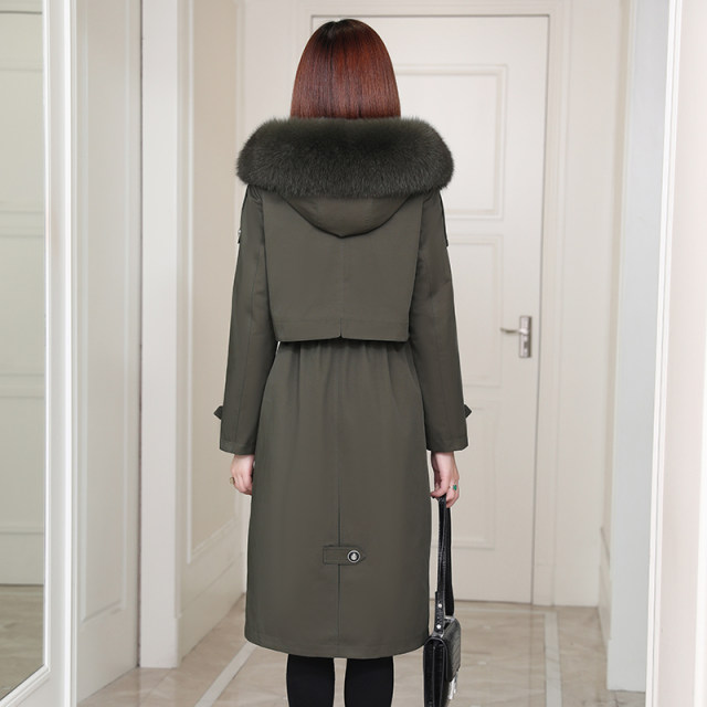 Parker Women's 2024 New Winter Hot Style Momase Rabbit Fur Removable Liner Long Haining Fur Jacket
