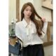 Large size women's lantern sleeve bow shirt white commuting shirt women's lace-up design professional long-sleeved top