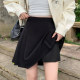 Large size fat MM black suit skirt for women in autumn and winter new pear-shaped body with hips and high waist A-line pleated skirt