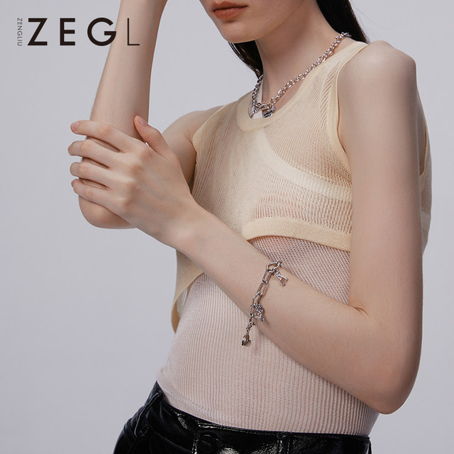 ZENGLIU designer patchwork 925 silver letter pendant bracelet for women autumn and winter DIY beaded accessories light luxury niche