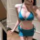 Towel fabric hot spring swimsuit women's sexy hottie triangle bikini vacation swimsuit same style fisherman hat suit