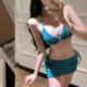 Towel fabric hot spring swimsuit women's sexy hottie triangle bikini vacation swimsuit same style fisherman hat suit