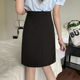 Black skirt women's professional skirt A-line skirt with pocket suit hip skirt mid skirt fat mm work anti-exposure skirt