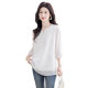 Silk Cypress Stripe Shirt 2025 Spring New Women's Lace Spliced ​​Temperament Commuting Fashion Seven-Cross Sleeve Top