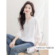 Silk Cypress Stripe Shirt 2025 Spring New Women's Lace Spliced ​​Temperament Commuting Fashion Seven-Cross Sleeve Top