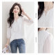 Silk Cypress Stripe Shirt 2025 Spring New Women's Lace Spliced ​​Temperament Commuting Fashion Seven-Cross Sleeve Top