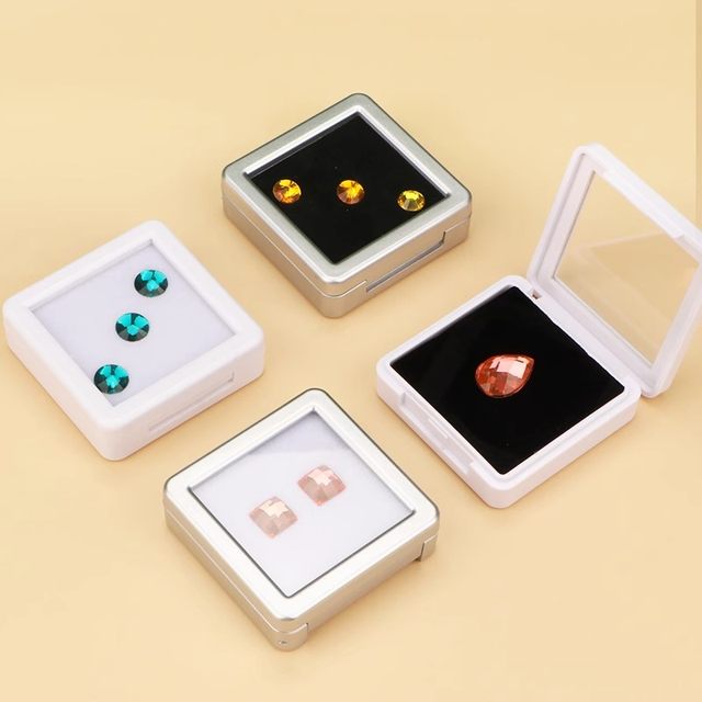 Jewelry storage box ring face naked stone box gem box plastic transparent glass color treasure box diamond display box