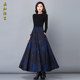 New versatile printed large long skirt for autumn and winter, high waist A-line skirt mid-length large-size winter skirt for women