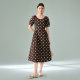 Sweet puff sleeve A-line tea skirt MOFAN 2025 summer new lady cafe and slim dress