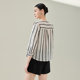 Black and white striped V-neck design shirt for women MOFAN 2025 spring new three-quarter sleeve casual shirt to make you look thin