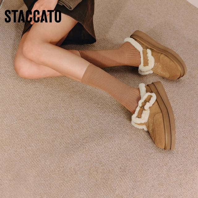 Scatto 2025 new winter retro Birkenstock shoes, warm and plush fur shoes, heightening women's shoes EIY04DH5