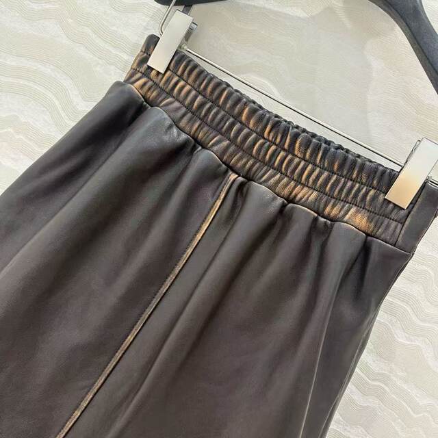 Japanese new versatile retro old sheepskin elastic high waist H-shaped side zipper small A-line short skirt
