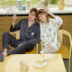 Fruit shell couple pajamas for women in spring and autumn new anti-static ice silk spring suit men pajamas cool home clothing set A