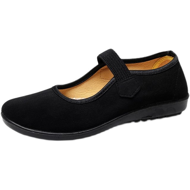 Polyurethane bottom old Beijing cloth shoes women's single shoes flat black work shoes hotel shoes square dance shoes