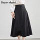 Baiyuan black French retro Hepburn style long skirt for women with front zipper high-end A-line high-waisted umbrella skirt