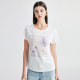 Paro mulberry silk simple commuting tinel round neck straight shoulder white cartoon Japanese version printed short-sleeved women's T-shirt
