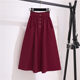 Spring and summer new high -waisted thin waist pine tight waist button decorative pocket design medium long A -line skirt
