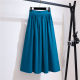 New spring and summer slim A-line large swing mid-length umbrella skirt with pocket elastic waist pleated mid-length skirt