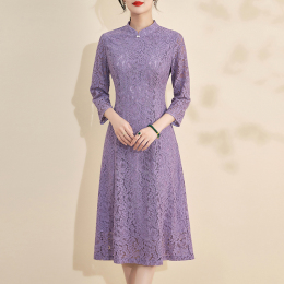 Ink Qinghua 2023 winter new collar gracefully improved Chinese wind cheongsam bait suley dress