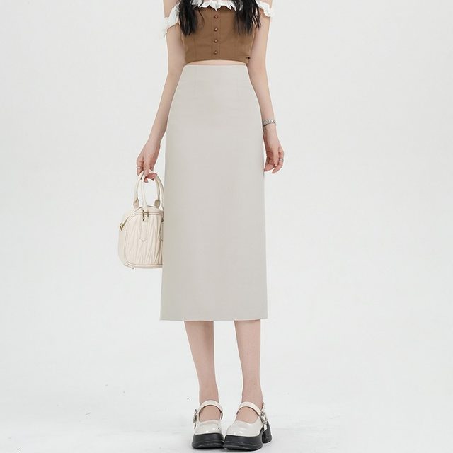 After spring and summer, professional suit skirt and temperament commuting one step mid-length skirt A-line skirt high-waisted hip skirt