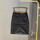 2025 spring and summer fashionable big red denim skirt women's high waist elastic mid skirt makes them look thin and one-step hip-wrapped skirt