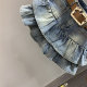 Retro hot girl high -waist A -line thin denim skirt women's summer cake skirt puffed skirt ruffled skirt