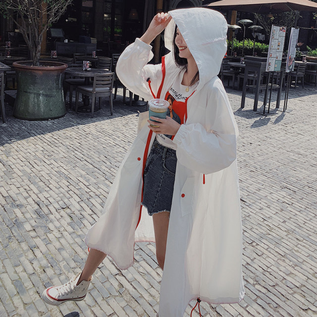 White sun protection clothes for women 2025 summer loose large size fashionable anti-clothing shirt thin super long over-knee thin jacket