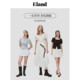 Eland shirt women's puff sleeves square collar folded waist slimming date top summer