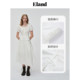 Eland shirt women's puff sleeves square collar folded waist slimming date top summer