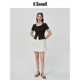 Eland shirt women's puff sleeves square collar folded waist slimming date top summer