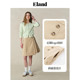 Eland Clothes Skirt Women's College Slant Slide Asymmetric Micro-Pin-Put Pleated Long Skirt 2025 Summer New Style