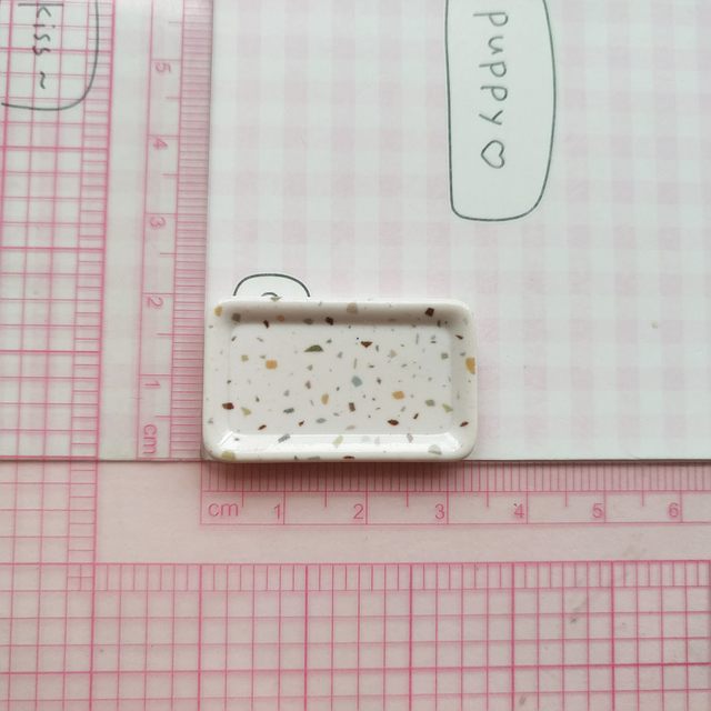 
Miniature simulation mottled food play plate doll house pinch decorative tray diy cream glue resin accessories