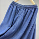 Tennis denim long skirt skirt women's 2025 spring and summer new high-end elastic waist side pocket pleated skirt A-line skirt