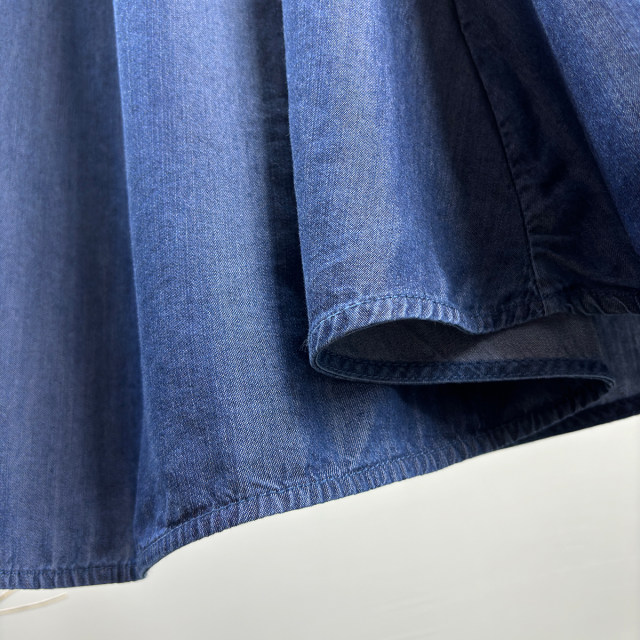 Tennis denim long skirt skirt women's 2025 spring and summer new high-end elastic waist side pocket pleated skirt A-line skirt