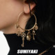 
SUMIYAKI Love Lock Series Autumn and Winter American Retro Style Key Love Earrings Slim Big Earrings for Women